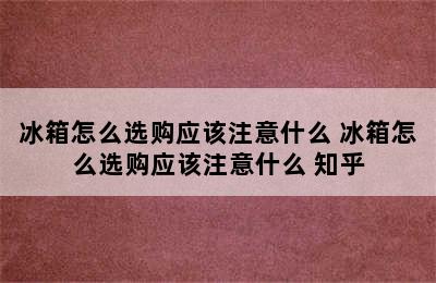 冰箱怎么选购应该注意什么 冰箱怎么选购应该注意什么 知乎